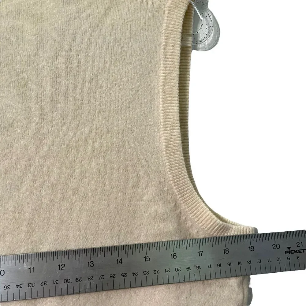Sweater Vest Vintage The Gap Lambswool Cream With Pocket Women's M Knit Popover